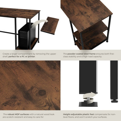 Desk Hamilton - corner unit, shelf with 2 storage compartments 138 cm ...