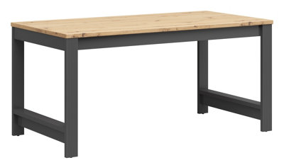 Desk Home Office Trestle Country Wide Large 160cm Dark Grey / Oak Effect Jasmin