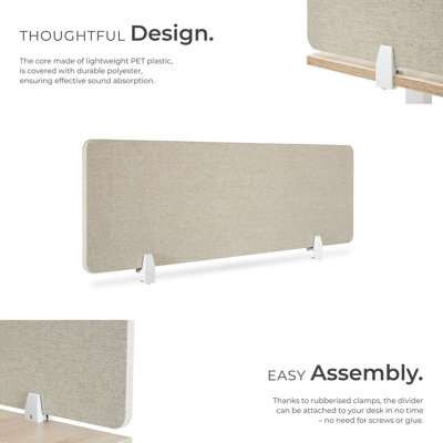 Desk Partition Noisy - Sound-absorbing 130 x 40 cm - beige
