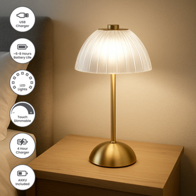 Desk Table Lamp LED Rechargeable Cordless Vintage Design Touch Desk ...