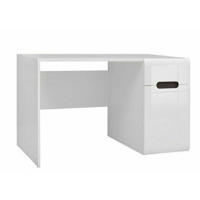 Desk with Cupboard Computer Home Study Office Modern White Gloss Storage Azteca