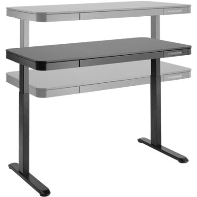 Desk Zola - Electrically height-adjustable computer desk (72-122cm tall) - black