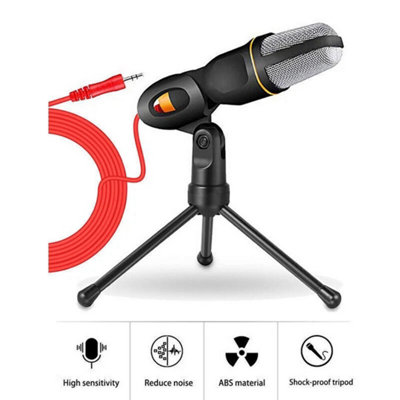 Desktop Condenser Microphone 3.5mm Jack Stand Recording Mic with Tripod ...