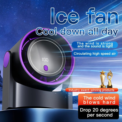 Desktop Fan with Digital Display High-Speed Turbine, 5-Speed Adjustable ...