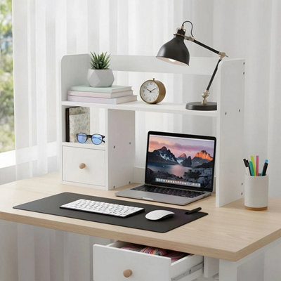 Desktop Organizer Shelf with Drawer Desk Storage Rack Home Office