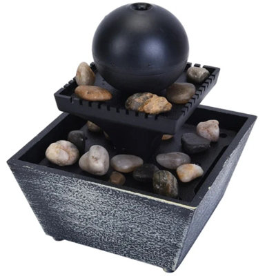 Desktop Water Feature Indoor Fountain 4 LED Round Ball Polyresin Decoration