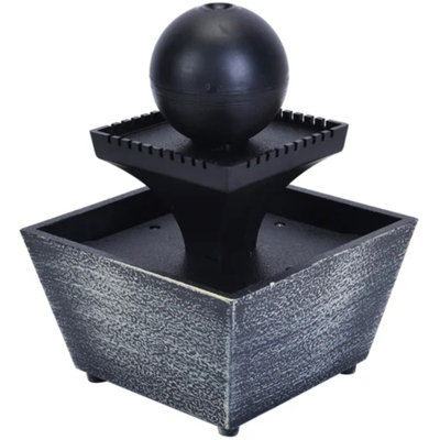 Desktop Water Feature Indoor Fountain 4 LED Round Ball Polyresin Decoration