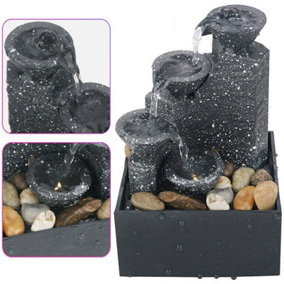 Desktop Water Feature Indoor Fountain LED Cascading Tiered Polyresin Decoration