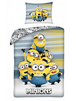 Despicable Me Minions Stacked Single Duvet Cover and Pillowcase Set - European Size