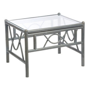 Desser Bali Grey Coffee Table with Glass Top - Natural Rattan