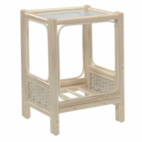 Desser Chelsea Lamp Table with Glass Top - Natural Rattan