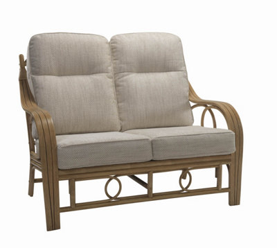 Desser Madrid Light Oak Natural Rattan 2 Seater Conservatory Sofa Real ...