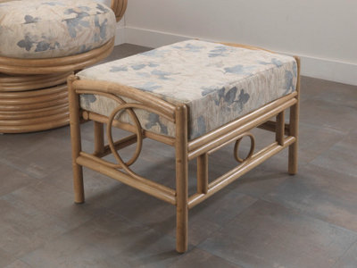Desser Madrid Light Oak Natural Rattan Footstool Real Cane Indoor