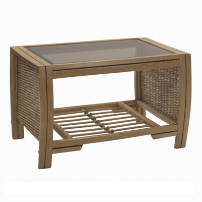 Desser Manila Coffee Table with Glass Top - Natural Rattan