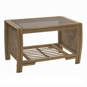 Desser Manila Coffee Table with Glass Top - Natural Rattan