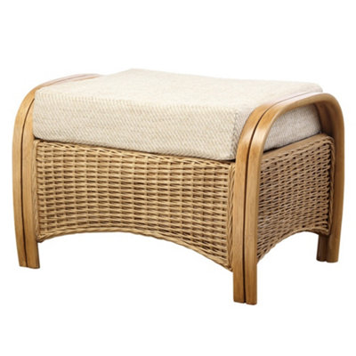 Desser Manila Footstool with Jasper Cream Cushion - Natural Rattan