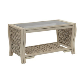 Desser Milan Coffee Table with Glass Top - Natural Rattan