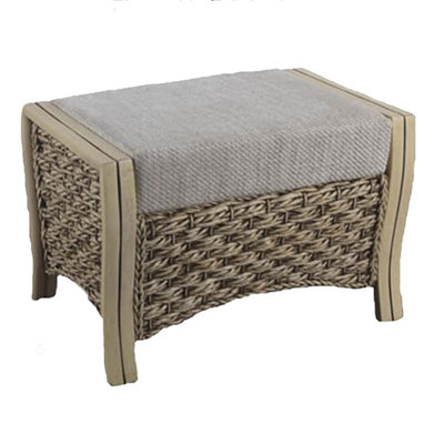 Desser Milan Footstool with Jasper Cream Cushion - Natural Rattan