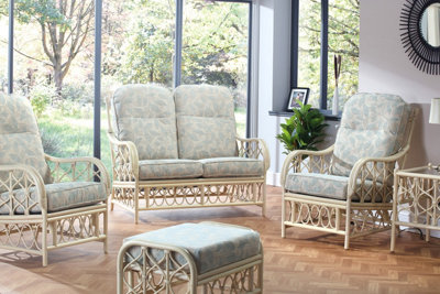 Desser Morley 2 Seater Conservatory Sofa with Arkansas Pattern Cushions - Natural Rattan