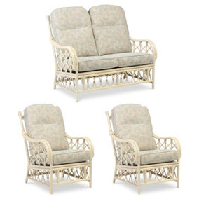 Desser Morley 2 Seater Conservatory Suite with Arkansas Pattern Cushions - Natural Rattan