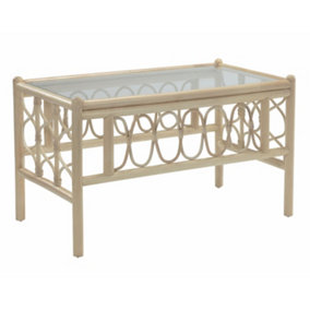 Desser Morley Coffee Table with Glass Top - Natural Rattan