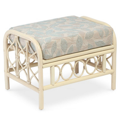 Desser Morley Footstool with Arkansas Pattern Cushion - Natural Rattan