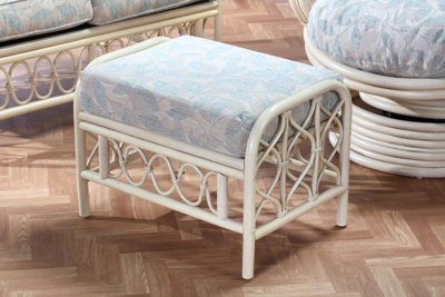 Desser Morley Footstool with Arkansas Pattern Cushion - Natural Rattan