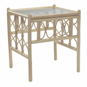 Desser Morley Lamp Table with Glass Top - Natural Rattan