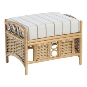 Desser Vale Light Oak Footstool with Linen Taupe Cushion - Natural Rattan