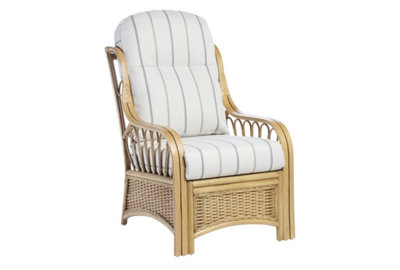 Desser Vale Light Oak Natural Rattan Conservatory Armchair Real Cane Indoor Wicker Chair w/ UK ...