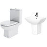 Destin Square Ceramic Set - Includes Close Coupled Toilet Pan, Cistern, Seat, 1 Tap Hole 500mm Basin & Semi Pedestal - Balterley
