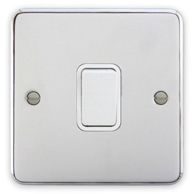 Deta 1903CHW Light Switch 1 Gang 2 Way 10A (Polished Chrome / White Insert)