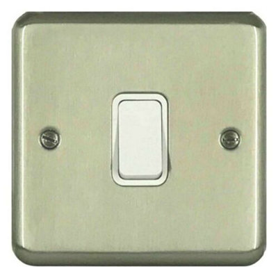 Deta 1903SCW Light Switch 10 Amp 1 Gang 2 Way 10 Amp Satin Chrome / White Insert