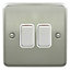 Deta 1904SCW Light Switch 10 Amp 2 Gang 2 Way 10 Amp Satin Chrome / White Insert