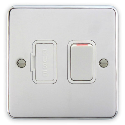 Deta 1913CHW 13A Switched Fused Spur Connection Unit (Polished Chrome / White Insert)