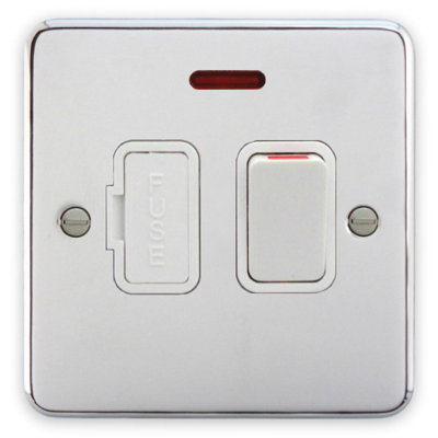 Deta 1914CHW Switched Fused Spur Connection Unit 13A with Neon (Polished Chrome / White Insert)