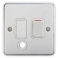 Deta 1915CHW Switched Fused Spur Connection Unit with Flex Outlet 13 Amp Polished Chrome / White Insert