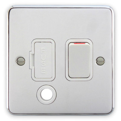 Deta 1915CHW Switched Fused Spur Connection Unit with Flex Outlet 13 Amp Polished Chrome / White Insert