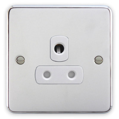 Deta 1928CHW Unswitched Socket Outlet - 5A (Polished Chrome / White Insert))