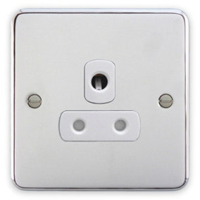 Deta 1928CHW Unswitched Socket Outlet - 5A (Polished Chrome / White Insert))