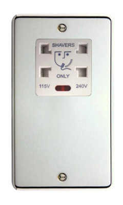 Deta 1931CHW Dual Voltage Shaver Supply Unit 230V/115V (Polished Chrome / White Insert) Price Comparisons | Compare The Build