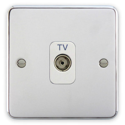 Deta 1940CHW Coaxial TV Aerial Socket 1 Gang Isolated Polished Chrome/White Insert