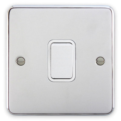 Deta 1946CHW Intermediate Light Switch 10 Amp Polished Chrome / White Insert - 1946CHW