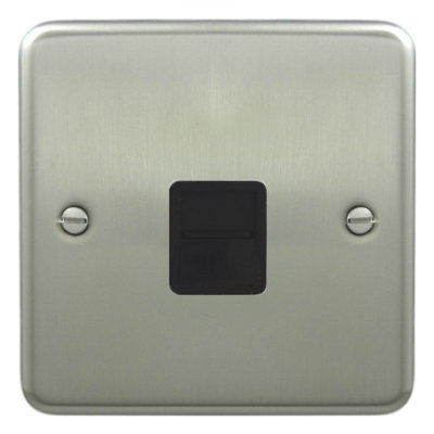 Deta 1962SCB Secondary/ Extension Telephone Socket Satin Chrome / Black Insert