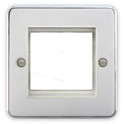 Deta 1970CHW Euromodule Plate 1 Gang 2 Module Polished Chrome / White ...