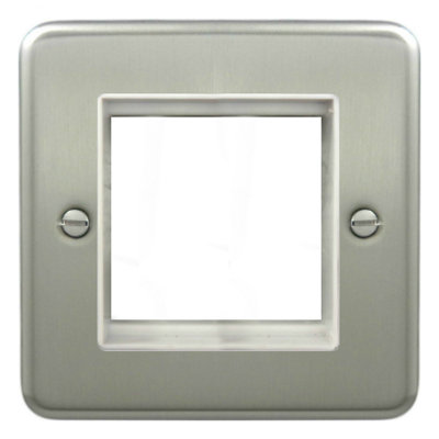 Deta 1970SCW Modular Face Plate 2 Euro Module Satin Chrome / White Insert