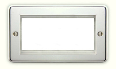 Deta 1971CHW Euromodule Plate 2 Gang 4 Module Polished Chrome / White ...