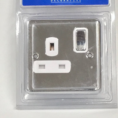 Deta 2907CHW Switch Socket Outlet 13 Amp - 1 Gang (Polished Chrome)