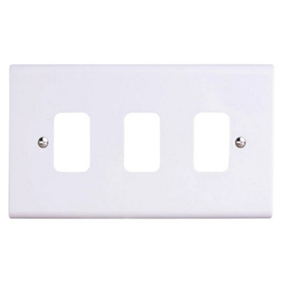 Deta G3303 Slimline Grid Front Cover Plate 3 Gang (White)