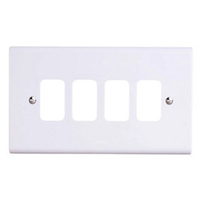 Deta G3304 Slimline Grid Switch Front Cover Plate 4 Gang (White)